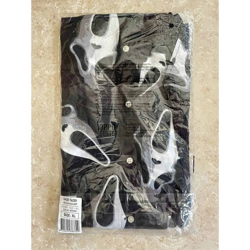 MENS GHOST FACE HAWAIIAN SHORT SLEEVE BUTTON UP SHIRT SIZE XL